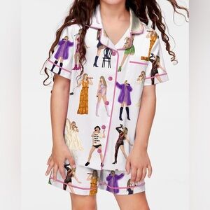 Taylor Swift Eras Tour satin pajama top of iconic looks girls XXL